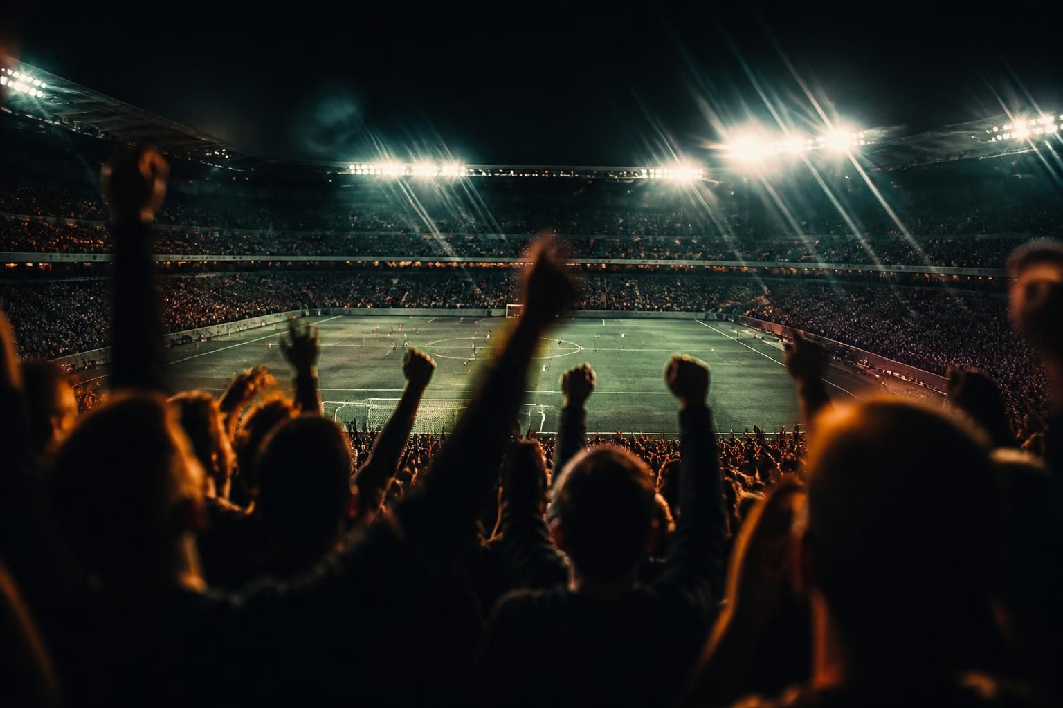 Estadio de fútbol de noche